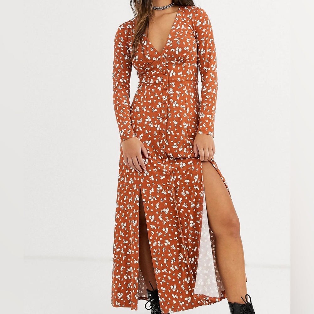 Petite long maxi front button dress size 8.